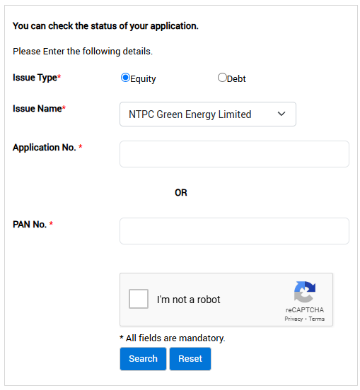 NTPC Green Energy ipo allotment status check